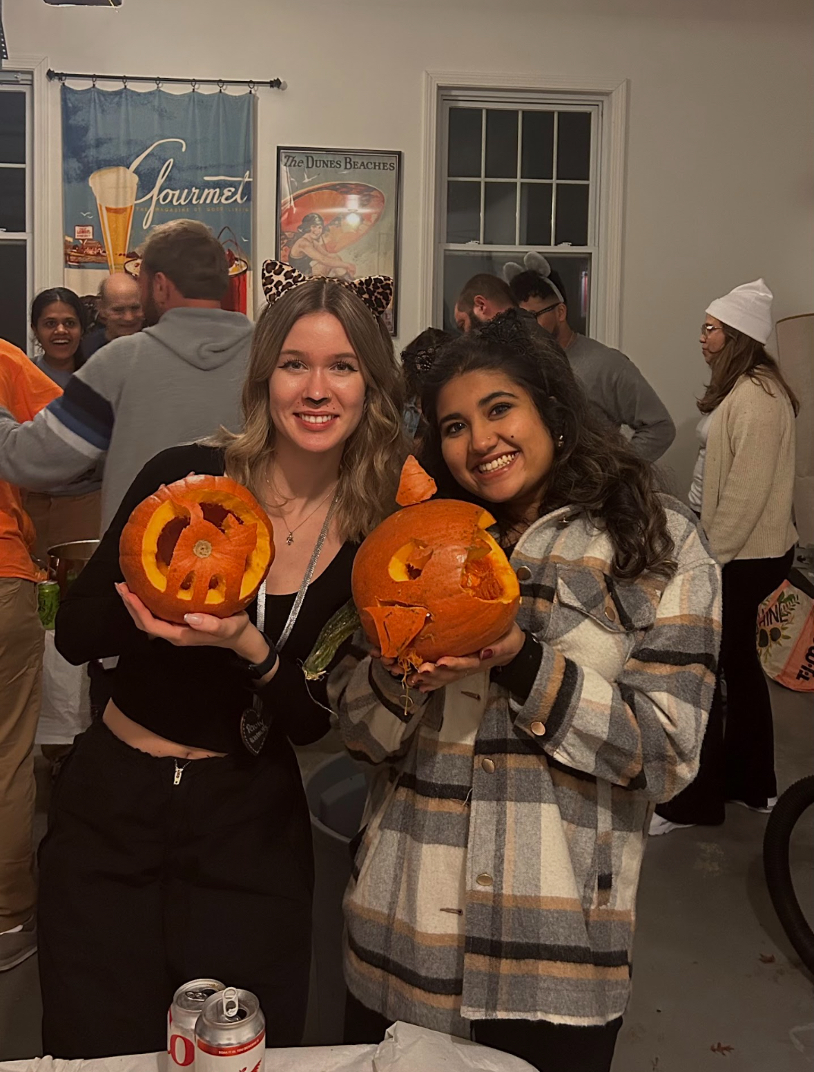 Ingrid and Fariha showing off their great pumpkin carving abilities at the annual pumpkin carving contest at the Goldhamer’s