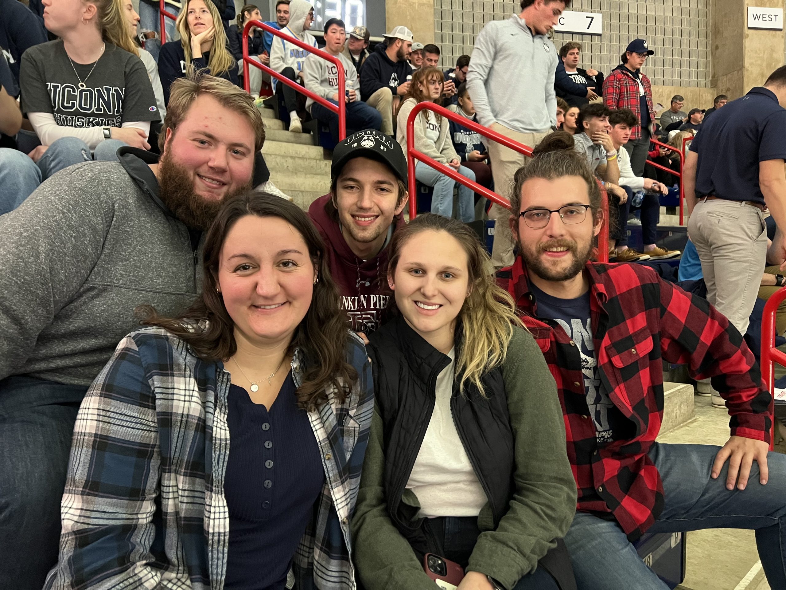 Russ and Brenden with graduate student friends at a UConn Huskies basketball game!